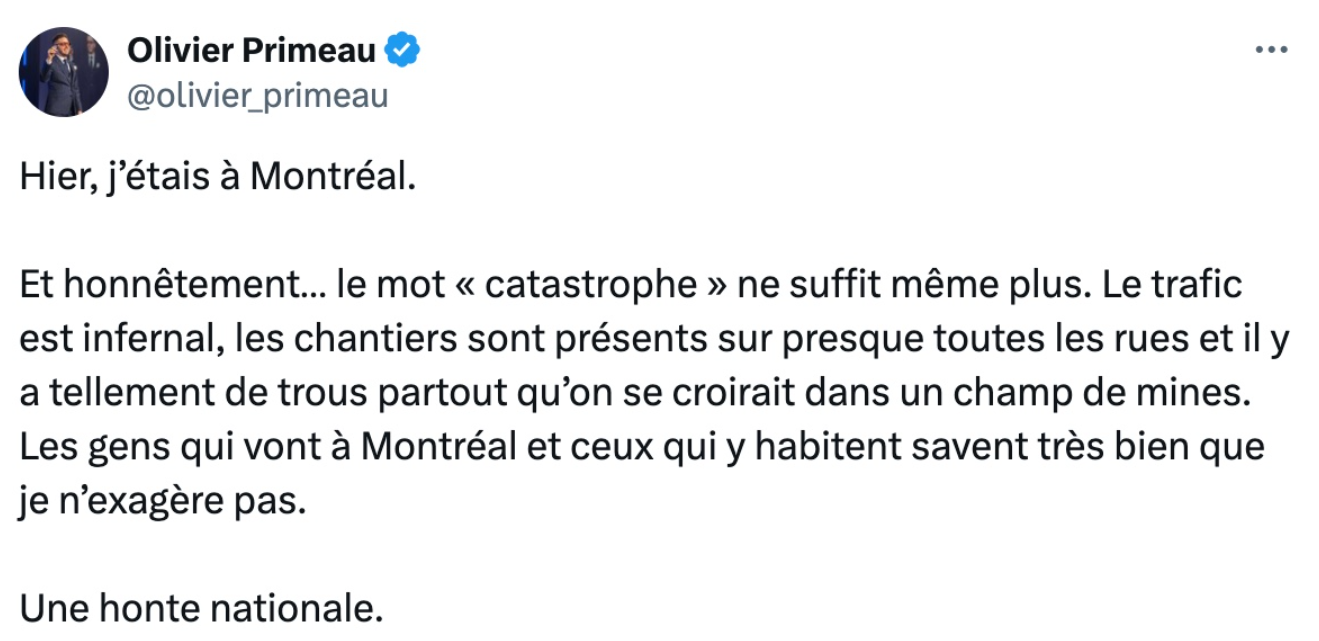 Capture decran 2025 08 12 064750 Olivier Primeau s’en prend à Montréal et parle d’une « honte nationale »