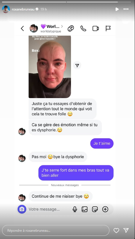 Capture decran 2025 08 22 133620 Roxane Bruneau réagit à un message haineux qu'elle reçoit