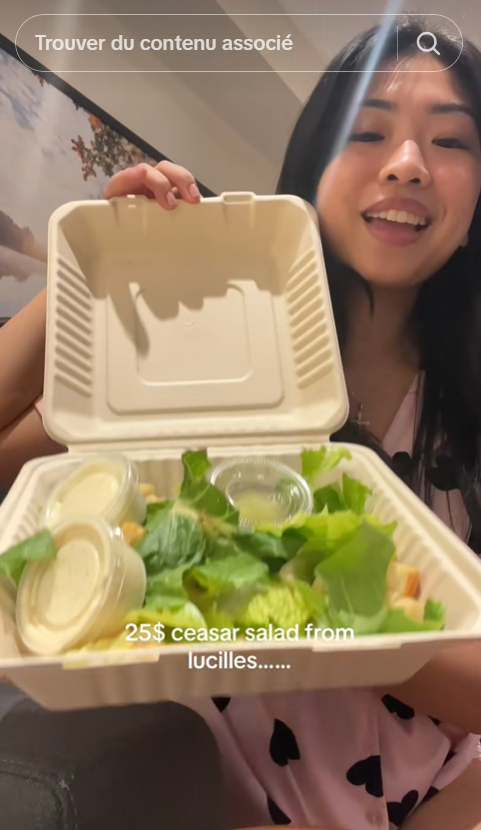 Capture decran 2025 08 27 180911 25 $ pour ça ? Une TikTokeuse expose la salade à un prix fou de ce resto très fréquenté