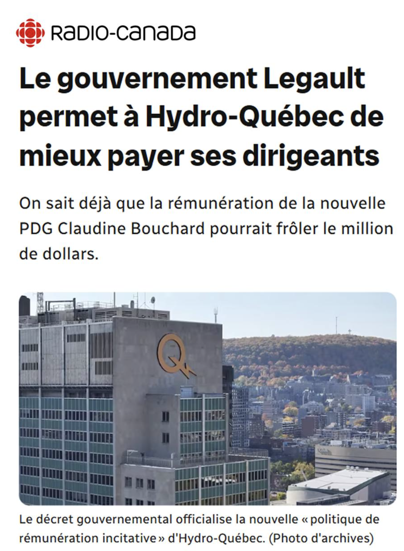 Capture decran le 2025 08 11 a 11.04.18 Le gouvernement Legault approuve une hausse salariale des dirigeants d’Hydro-Québec