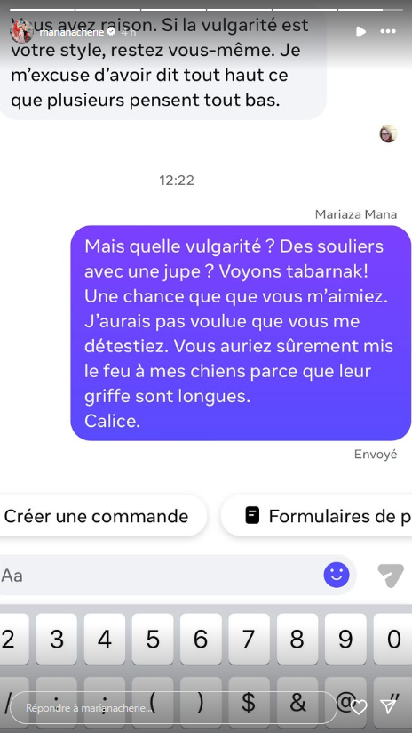 Mariana Mazza répond sans filtre à une critique 5 Mariana Mazza répond sans filtre à une critique Capture decran 2025 09 07 172209 Mariana Mazza répond sans filtre à une critique