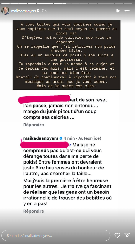 Maïka Desnoyers en a assez des critiques à ce sujet et met les choses au clair 2 Maïka Desnoyers en a assez des critiques à ce sujet et met les choses au clair Capture decran 2025 09 10 162910 Maïka Desnoyers en a assez des critiques à ce sujet et met les choses au clair