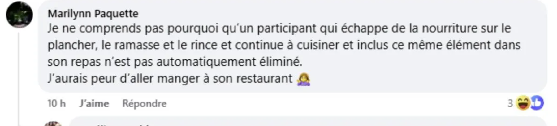 Une candidate de MasterChef Québec choque une téléspectatrice : « J’aurais peur d’aller manger à son restaurant » 2 Une candidate de MasterChef Québec choque une téléspectatrice : « J’aurais peur d’aller manger à son restaurant » Capture decran 2025 09 23 023538 Une candidate de MasterChef Québec choque une téléspectatrice : « J’aurais peur d’aller manger à son restaurant »