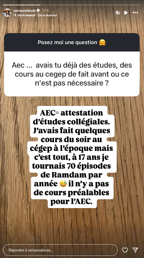 « C’est encore dur… » : Mirianne Brûlé se confie à 100% sur sa nouvelle vie d’étudiante 6 « C’est encore dur… » : Mirianne Brûlé se confie à 100% sur sa nouvelle vie d’étudiante Capture decran 2025 09 26 115627 « C’est encore dur… » : Mirianne Brûlé se confie à 100% sur sa nouvelle vie d’étudiante