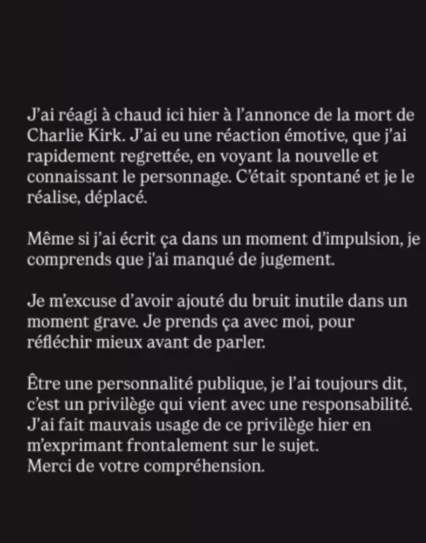 Catherine Brunet s’excuse à la suite d’une publication qui a créé la controverse 4 Catherine Brunet s’excuse à la suite d’une publication qui a créé la controverse Capture decran le 2025 09 11 a 16.56.09 Catherine Brunet s’excuse à la suite d’une publication qui a créé la controverse