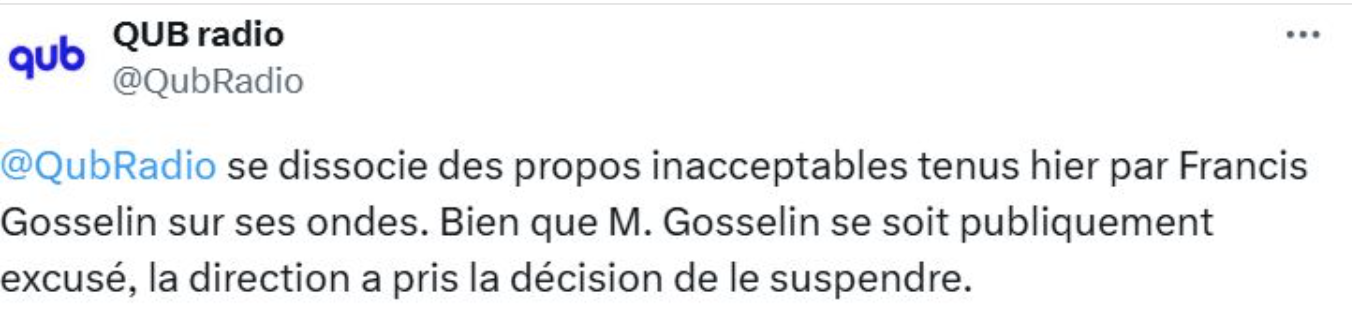 Capture decran le 2025 09 12 a 08.37.46 QUB Radio suspend un chroniqueur à la suite de propos controversés