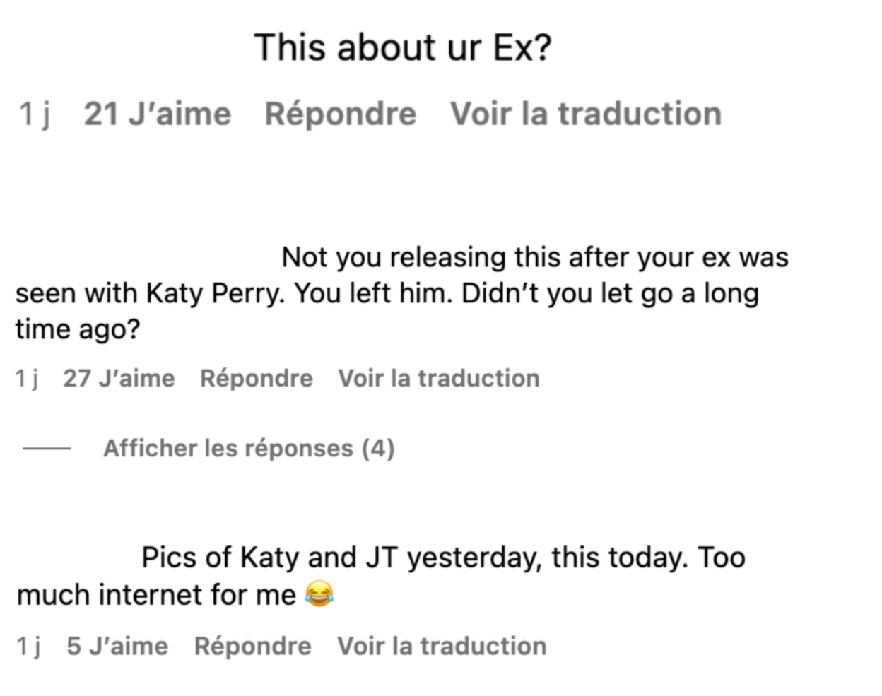 Capture decran 2025 10 15 100644 Katy Perry et Justin Trudeau : L’ex et la nouvelle flamme réagissent? Le yacht, la blague… et la vidéo qui fait jaser!