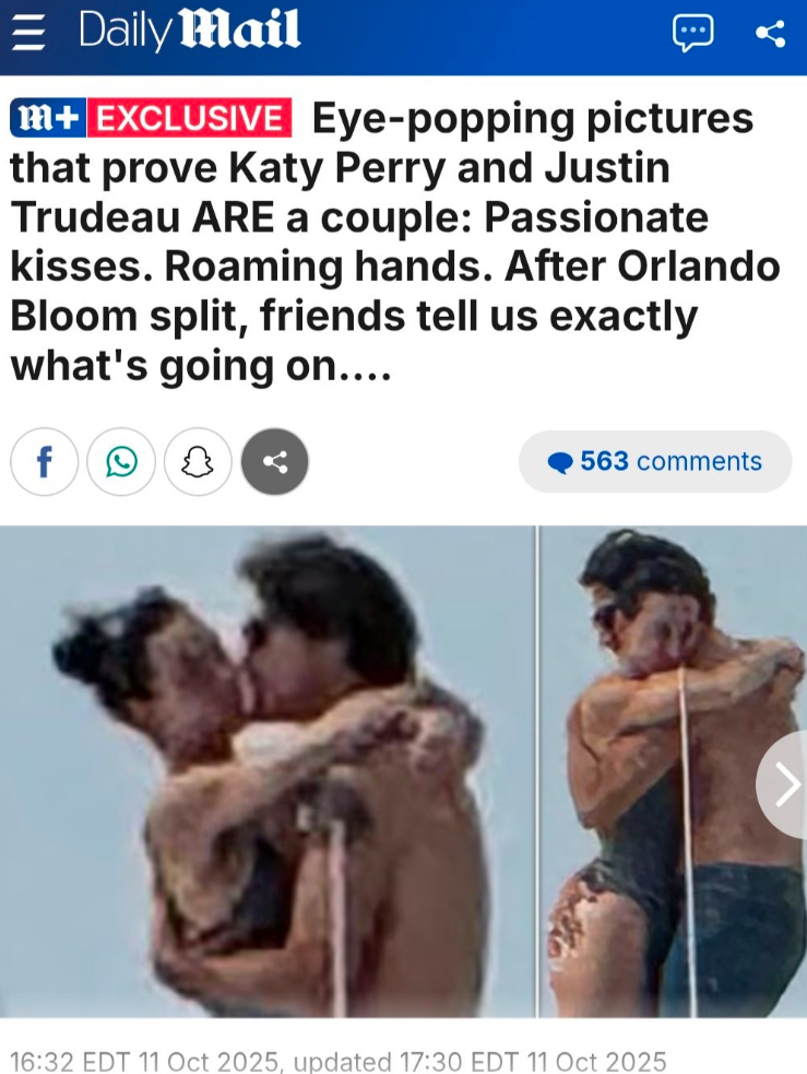 Capture decran 2025 10 15 100652 Katy Perry et Justin Trudeau : L’ex et la nouvelle flamme réagissent? Le yacht, la blague… et la vidéo qui fait jaser!