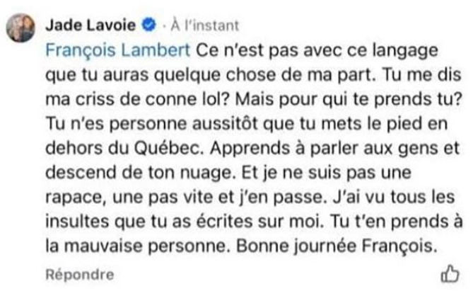 François Lambert explose de colère contre Jade Lavoie et OnlyFans : la controverse fait rage 3 François Lambert explose de colère contre Jade Lavoie et OnlyFans : la controverse fait rage Capture decran 2025 10 16 142424 François Lambert explose de colère contre Jade Lavoie et OnlyFans : la controverse fait rage