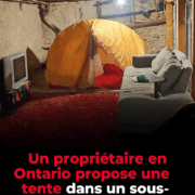 Capture decran le 2025 11 20 a 18.02.54 Un propriétaire en Ontario propose une tente dans un sous-sol pour 650$/215€ par mois, voir l'annonce!