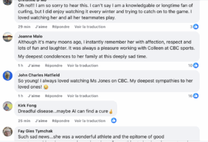 Capture decran le 2025 11 25 a 16.22.15 Le Canada en deuil : Colleen Jones s’éteint à 65 ans… et les commentaires remplis d’amour et de compassion se multiplient