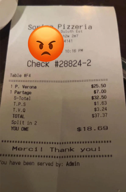 Capture decran 2025 12 07 162859 Un Qu&eacute;b&eacute;cois furieux qu&rsquo;un restaurant lui impose des frais pour partager une assiette