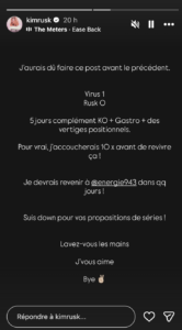 Capture decran le 2025 12 10 a 12.28.35 Kim Rusk Clouée au Lit : Le Virus Qui a Failli la Terrasser !