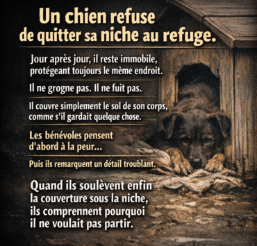 ChatGPT Image 28 dec. 2025 21 21 18 Personne ne comprend pourquoi ce chien ne quitte jamais sa niche&hellip; jusqu&rsquo;&agrave; ce qu&rsquo;on regarde dessous