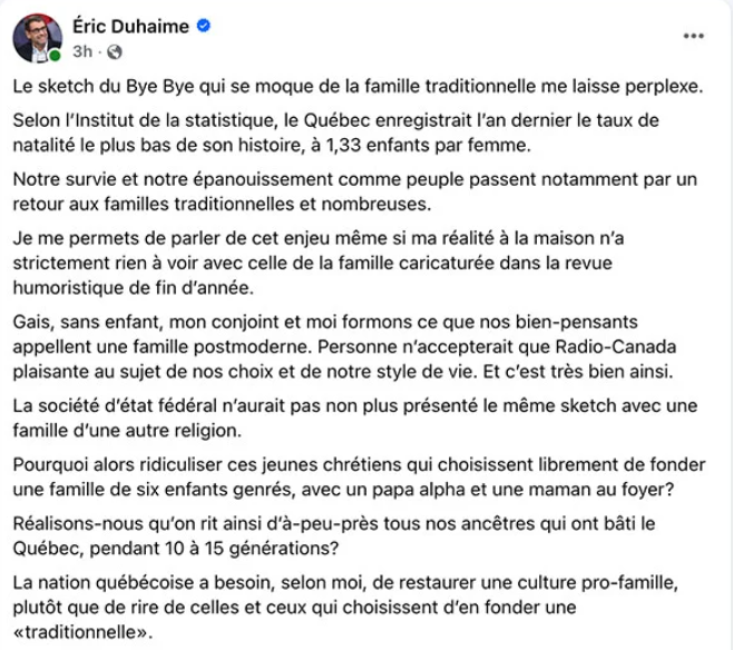 Capture decran 2026 01 03 171850 &Eacute;ric Duhaime explose et s&rsquo;attaque frontalement au Bye Bye 2025