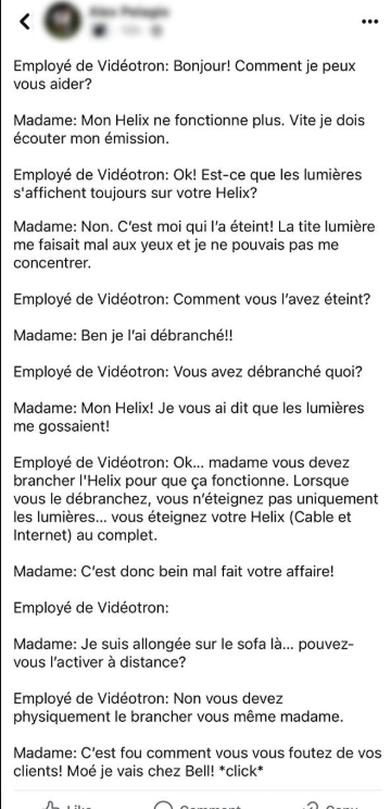 Capture decran 2026 01 05 150436 Un employ&eacute; de Vid&eacute;otron raconte l&rsquo;appel le plus absurde de sa carri&egrave;re&hellip; et Internet est cramp&eacute;