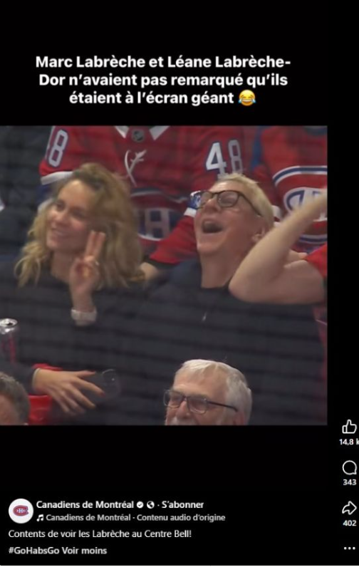 Capture decran 2026 01 23 152308 Marc Labr&egrave;che et sa fille L&eacute;ane capt&eacute;s &agrave; leur insu sur l&rsquo;&eacute;cran g&eacute;ant du Centre Bell