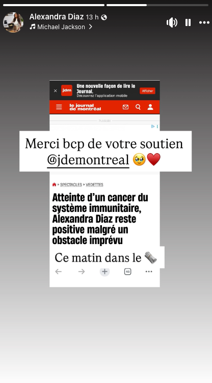 Capture le 2026 01 27 a 03.12.54 Alexandra Diaz traverse un moment de sant&eacute; difficile (Cancer) , mais garde le cap