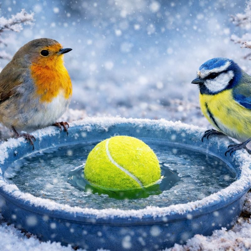 Cette simple balle de tennis peut aider les oiseaux &agrave; survivre en hiver