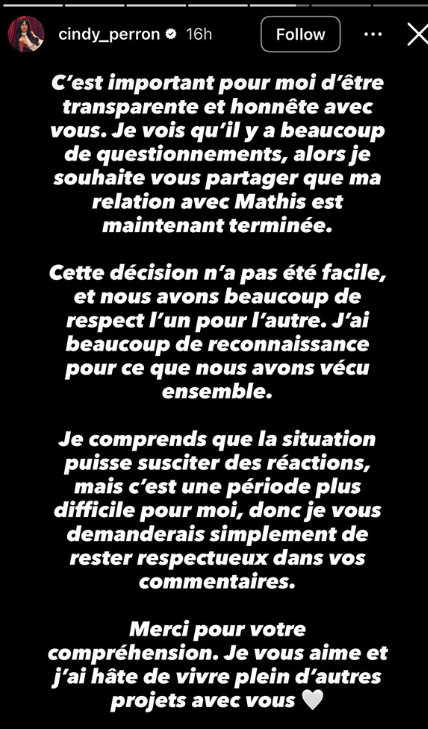 Capture decran 2026 03 25 114920 C&rsquo;est termin&eacute; pour Cindy et Mathis d&rsquo;OD&hellip; elle brise le silence avec &eacute;motion