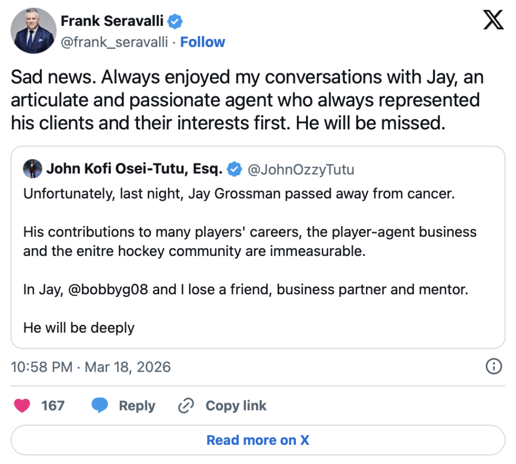 Capture decran le 2026 03 19 a 07.22.31 Un d&eacute;c&egrave;s frappe le monde du hockey : l&rsquo;organisation est en deuil