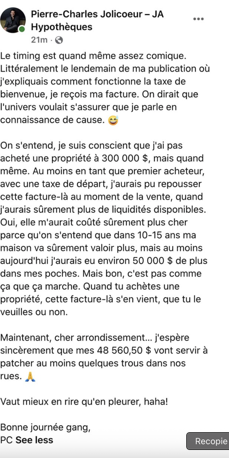 Capture le 2026 03 21 a 07.16.37 Il explique la taxe de bienvenue&hellip; et re&ccedil;oit 48 560 $ le lendemain