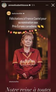 france castel anne elisabeth bosse Apr&egrave;s son &eacute;preuve, France Castel re&ccedil;oit une nouvelle qui fait du bien