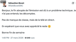 Capture decran 2026 04 07 080935 S&eacute;bastien Bovet oblig&eacute; de r&eacute;agir apr&egrave;s un commentaire tr&egrave;s virulent