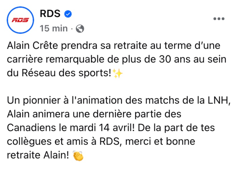 Capture decran 2026 04 09 154041 Apr&egrave;s 30 ans, Alain Cr&ecirc;te fait ses adieux&hellip; un moment charg&eacute; d&rsquo;&eacute;motion