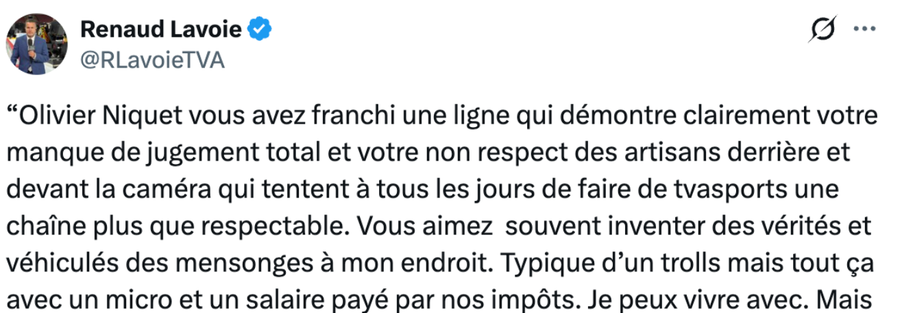 Capture decran 2026 04 23 132817 Renaud Lavoie r&eacute;agit vivement &agrave; une chronique et fait beaucoup r&eacute;agir