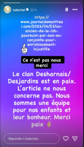 Capture decran 2026 04 24 090921 Poursuite de 600 000 $ envers un ex-joueur de hockey : Isabelle Desjardins met les choses au clair apr&egrave;s une rumeur virale