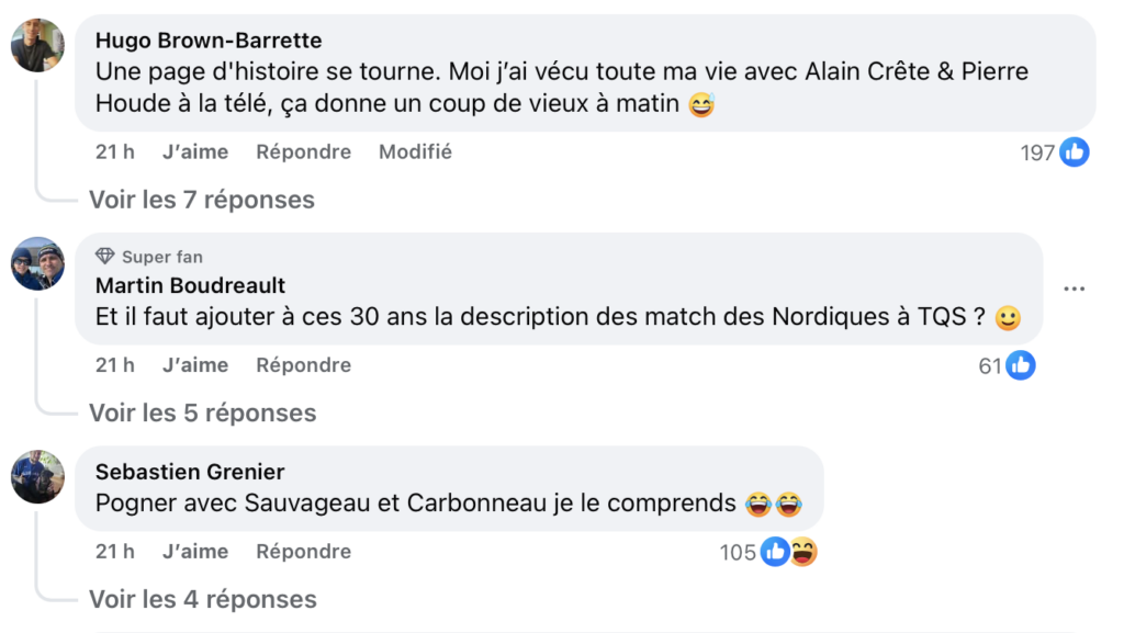 Capture le 2026 04 10 a 10.54.35 C&rsquo;est la fin pour Alain Cr&ecirc;te &agrave; RDS : apr&egrave;s 30 ans de passion, les messages sont touchants en commentaires