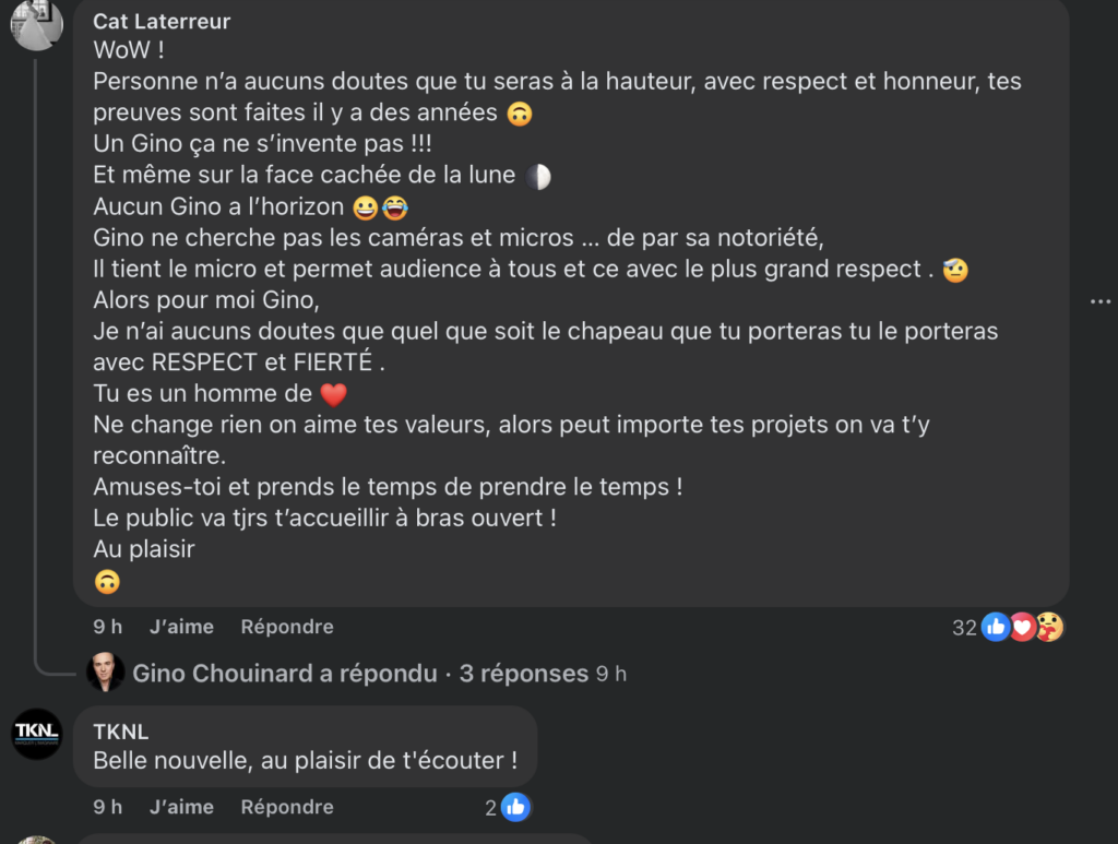 Capture le 2026 04 22 a 07.56.06 Gino Chouinard annonce enfin son grand retour et la nouvelle fait exploser le web