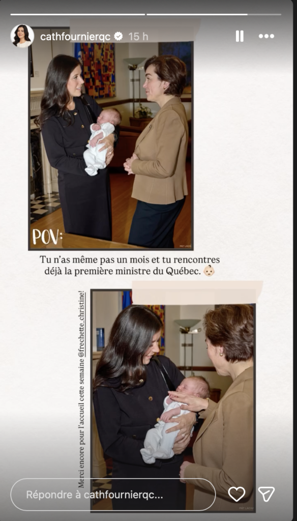 Capture le 2026 05 18 a 13.58.53 Rencontre officielle marquante : Le b&eacute;b&eacute; de Catherine Fournier fait la connaissance de la premi&egrave;re ministre