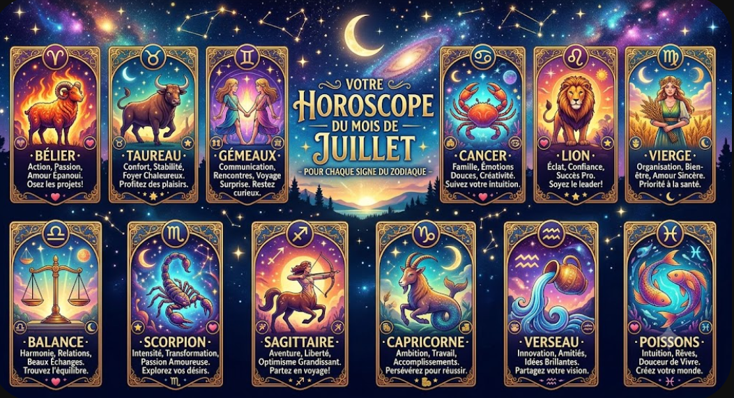 Capture decran 2026 06 26 080802 Amour, travail, &eacute;motions : voici l'horoscope complet de juillet 2026 pour les 12 signes
