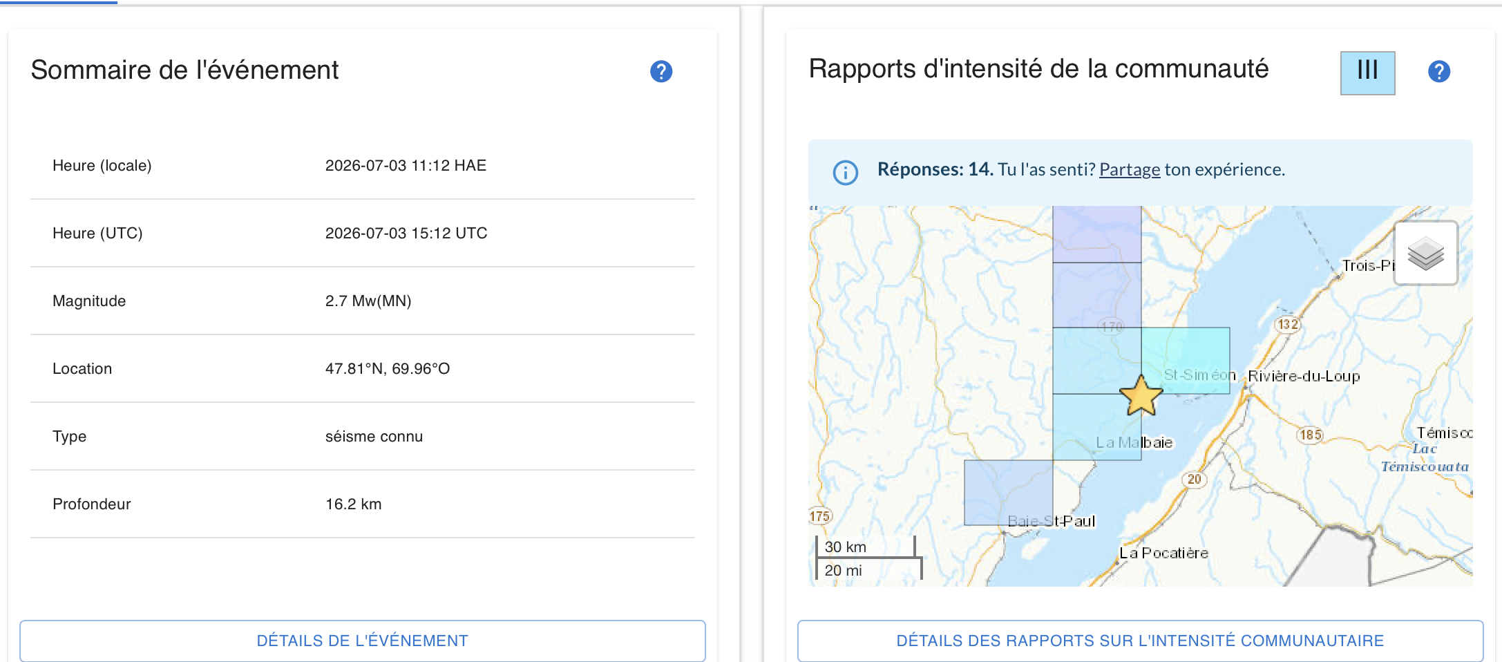 La terre a tremblé dans cette région du Québec 2 La terre a tremblé dans cette région du Québec Capture decran le 2026 07 03 a 14.19.29 La terre a tremblé dans cette région du Québec