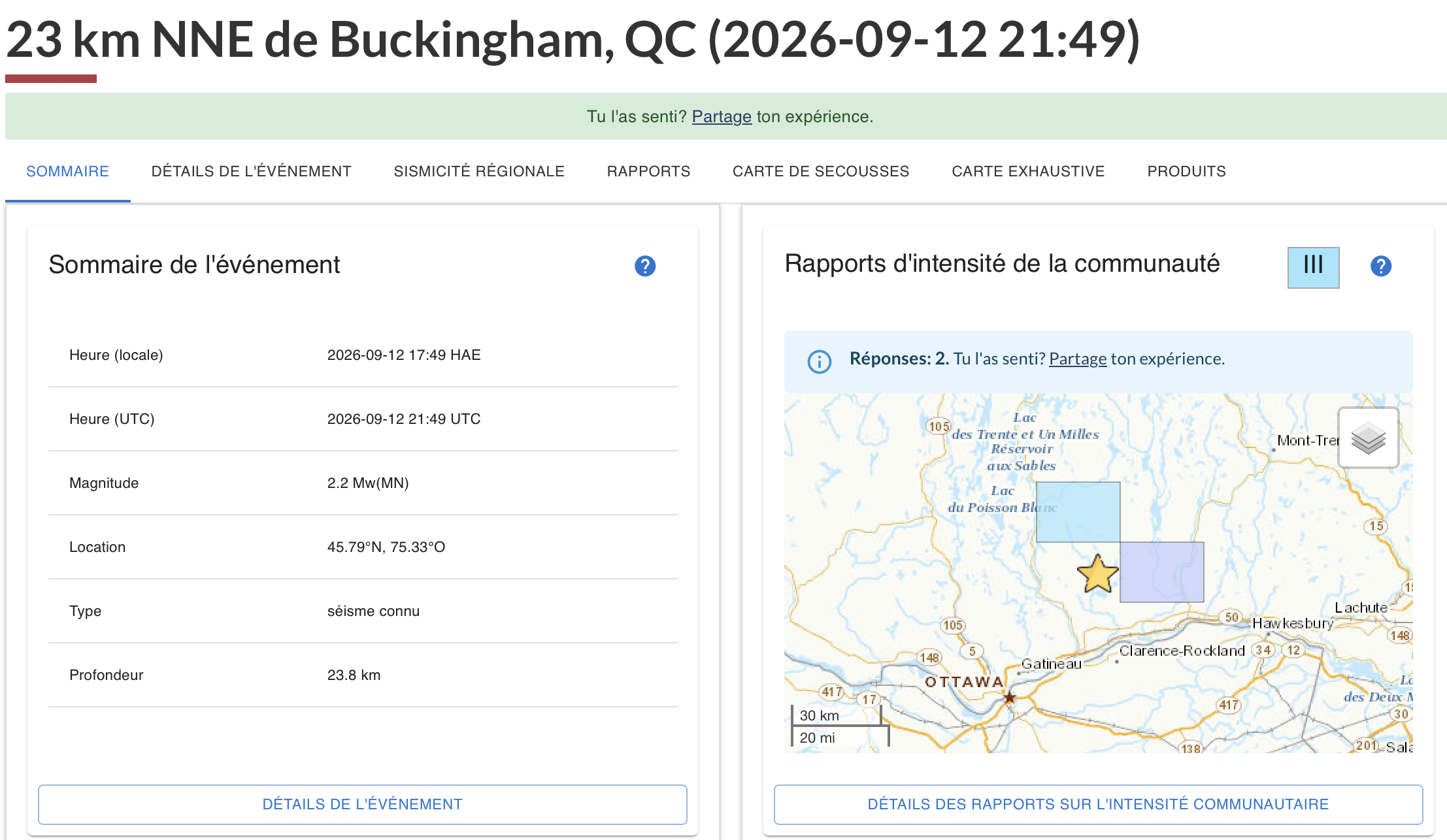 Capture decran le 2026 09 15 a 10.59.16 Tremblement de terre au Qu&eacute;bec : voici o&ugrave; il a &eacute;t&eacute; enregistr&eacute;
