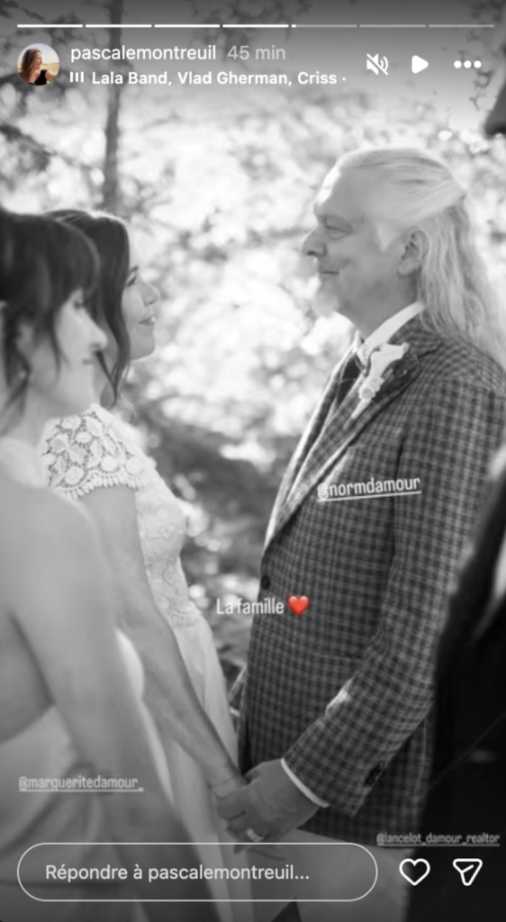 Capture le 2026 09 26 a 01.30.18 Fuite des premi&egrave;res sublimes photos du mariage Normand D'Amour et Pascale Montreuil