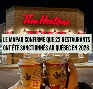 Des amendes allant jusqu’à 2 800 $ pour 22 Tim Hortons au Québec depuis 2026 3 Des amendes allant jusqu’à 2 800 $ pour 22 Tim Hortons au Québec depuis 2026 mapaq Des amendes allant jusqu’à 2 800 $ pour 22 Tim Hortons au Québec depuis 2026